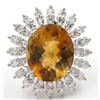 Image 1 : 14KT White Gold 10.65ctw Fancy Oval Cut Madeira Citrine and Diamond Ring