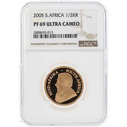 2005 South Africa 1/2 Krugerrand Fine Gold Coin NGC PF69 Ultra Cameo