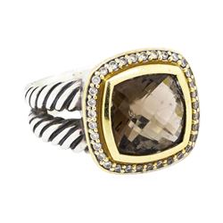 David Yurman 18KT Yellow Gold and Sterling Silver 5.00ct Smoky Quartz Ring