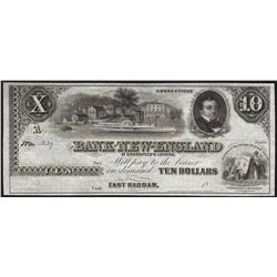 1800's $10 Bank of New England Goodspeeds Obsolete Note