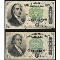 Lot of (2) March 3, 1863 Fifty Cent 4th Issue Fractional Notes
