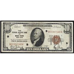 1929 $10 Federal Reserve Bank of New York Currency Note