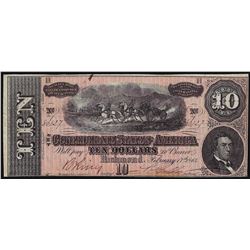 1864 $10 Confederate States of America Note