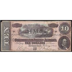 1864 $10 Confederate States of America Note