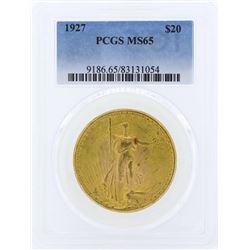 1927 $20 St. Gaudens Double Eagle Gold Coin PCGS MS65