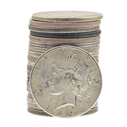 Lot of (20) 1922 $1 Peace Silver Dollar Coins - Circulated