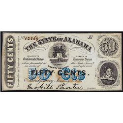 1863 Fifty Cents The State of Alabama Obsolete Note