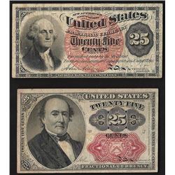 Lot of (2) Twenty Five Cent Fractional Currency Notes