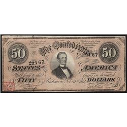 1864 $50 Confederate States of America Note