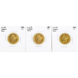 Lot of (3) S Mint $5 Liberty Head Half Eagle Gold Coins