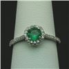 Image 1 : 14KT White Gold 0.78ctw Emerald and Diamond Ring