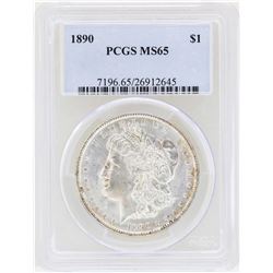 1890 $1 Morgan Silver Dollar Coin PCGS MS65