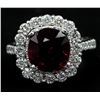 Image 1 : 14KT White Gold 5.30ctw Cushion Cut Rhodolite and Diamond Wedding Ring