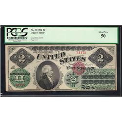 1862 $2 Legal Tender Note Fr.41 PCGS About New 50