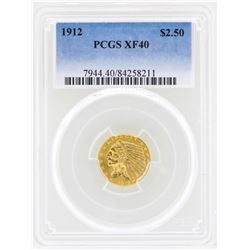 1912 $2 1/2 Indian Head Quarter Eagle Gold Coin PCGS XF40