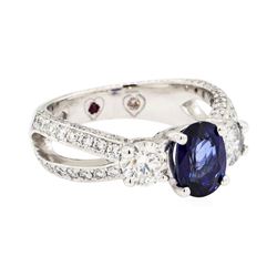 14KT White Gold 1.01ct Sapphire and Diamond Ring