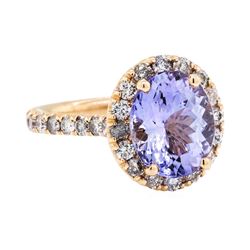 14KT Rose Gold 3.51ct Tanzanite and Diamond Ring