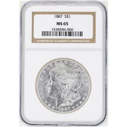1887 $1 Morgan Silver Dollar Coin NGC MS65