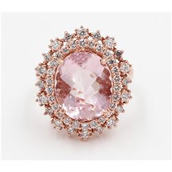14KT Rose Gold 7.18ctw Pink Morganite and Diamond Engagement Ring
