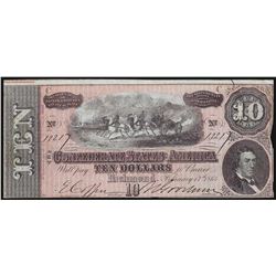 1864 $10 Confederate States of America Note