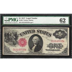 1917 $1 Legal Tender Note Fr.36 PMG Uncirculated 62