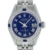 Image 1 : Rolex Ladies Stainless Steel Blue Roman Diamond and Sapphire Datejust Wristwatch