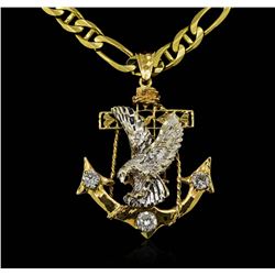 14KT Tri-Color Gold Eagle & Anchor 1.65 ctw. Diamond Pendant with Chain