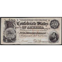 1864 $500 The Confederate States of America Note