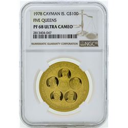 1978 Cayman Islands $100 Gold Proof Coin NGC PF68 Ultra Cameo