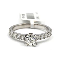 14KT White Gold 1.06ctw Round Cut Diamond Engagement Ring