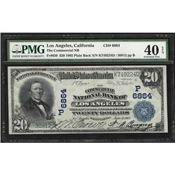 1902 PB $20 Los Angeles National Currency Note CH# 6864 PMG Extremely Fine 40EPQ