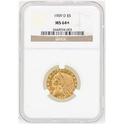 1909-D $5 Indian Head Half Eagle Gold Coin NGC MS64+