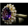 Image 2 : 14KT Yellow Gold 4.59ctw Amethyst and Diamond Ring