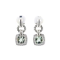 David Yurman Sterling Silver 3.00ctw Blue-Green Quartz Dangle Earrings