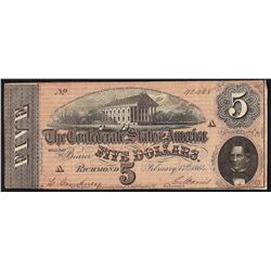1864 $5 Confederate States of America Note