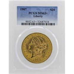 1907 $20 Liberty Head Double Eagle Gold PCGS MS63+