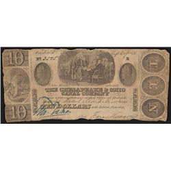 1840 $10 The Chesapeake & Ohio Canal Company Obsolete Bank Note
