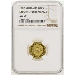 1987 Australia $25 Nugget Golden Eagle Gold Coin NGC MS69