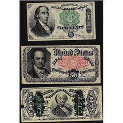 Lot of (3) Fifty Cent Fractional Currency Notes