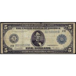 1914 $5 Federal Reserve Bank Note New York