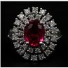 Image 1 : 14KT White Gold 2.59ctw Oval Cut Rubellite and Diamond Anniversary Band Ring