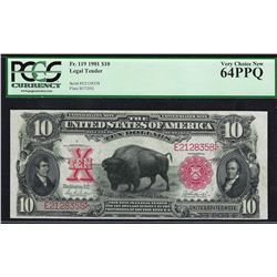 1901 $10 Bison Legal Tender Note Fr.119 PCGS Very Choice New 64PPQ