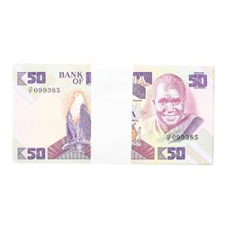 Pack of (100) Zambia 50 Kawacha Uncirculated Notes