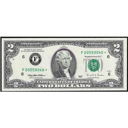 1995 $2 Federal Reserve STAR Note Atlanta Unicrculated