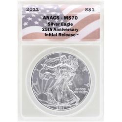2011 $1 American Silver Eagle Coin ANACS MS70