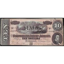 1864 $10 Confederate States of America Note