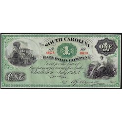 1873 $1 South Carolina Railroad Company Note