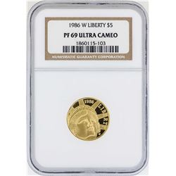 1986-W $5 Liberty Commemorative Gold Coin NGC PF69 Ultra Cameo