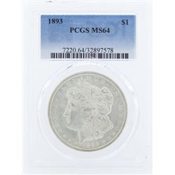 1893 $1 Morgan Silver Dollar Coin PCGS MS64