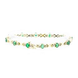 14KT Yellow Gold 4.80ctw Emerald and Diamond Bracelet